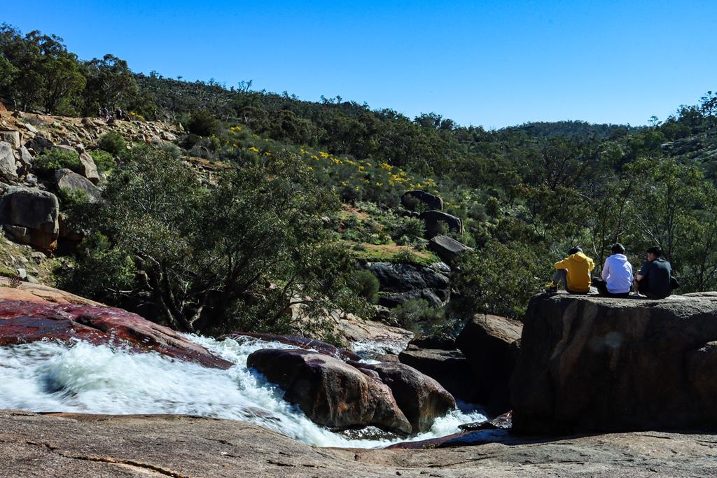 People watching waterfall at John Forrest National Park