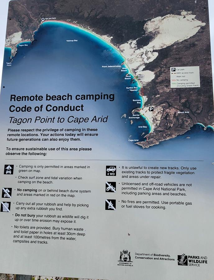Remote beach camping at Cape Arid map