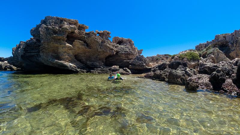 Children swimming in shallow waters of Cape Peron (Rockingham) 