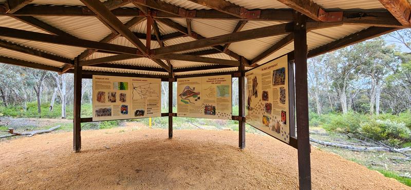 Information display under shelter