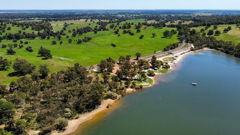 Aerial view of Drakes Brook Weir