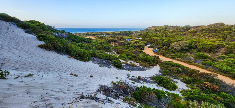 Aerial view of Munglinup Beach campground
