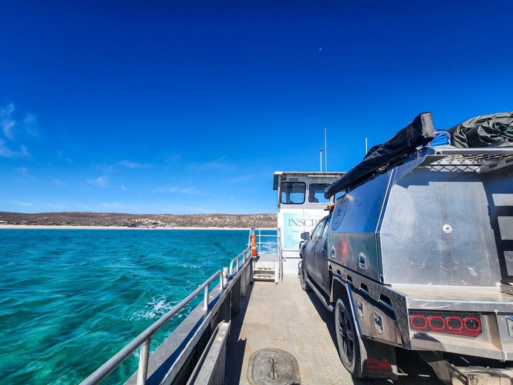 Vehicle on the barge travelling to Dirk Hartog Island