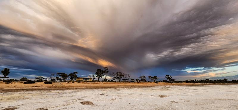 Dramatic looking clouds over Baandee Lake