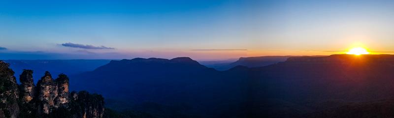 Sun setting over Blue Mountains