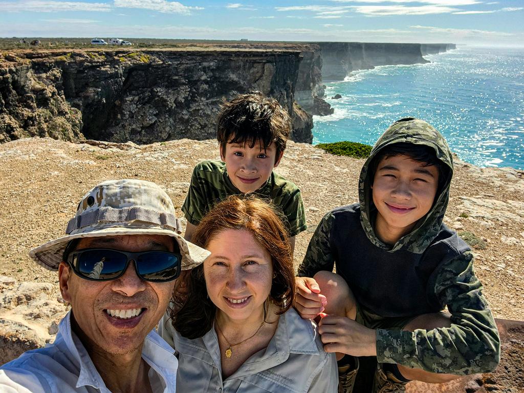 Family of four on the Nullarbor