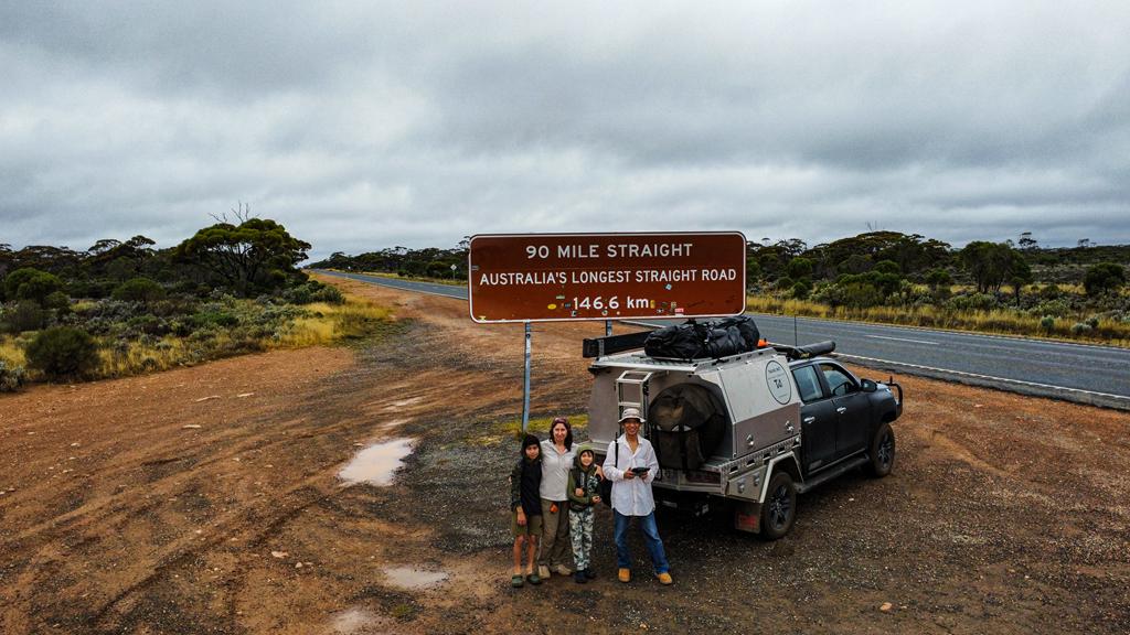 90 Mile straight sign on the Nullarbor