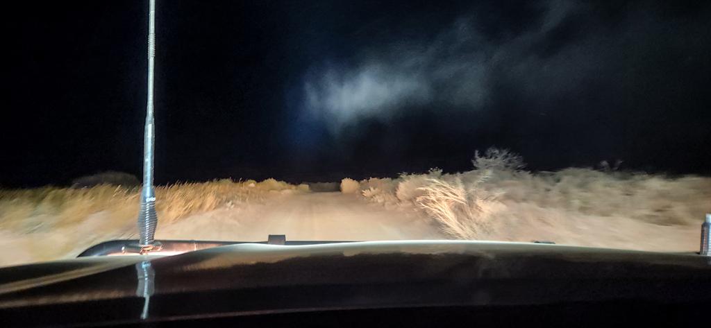 Cardabia Ningaloo Road at Nyinggulara National Park at night.